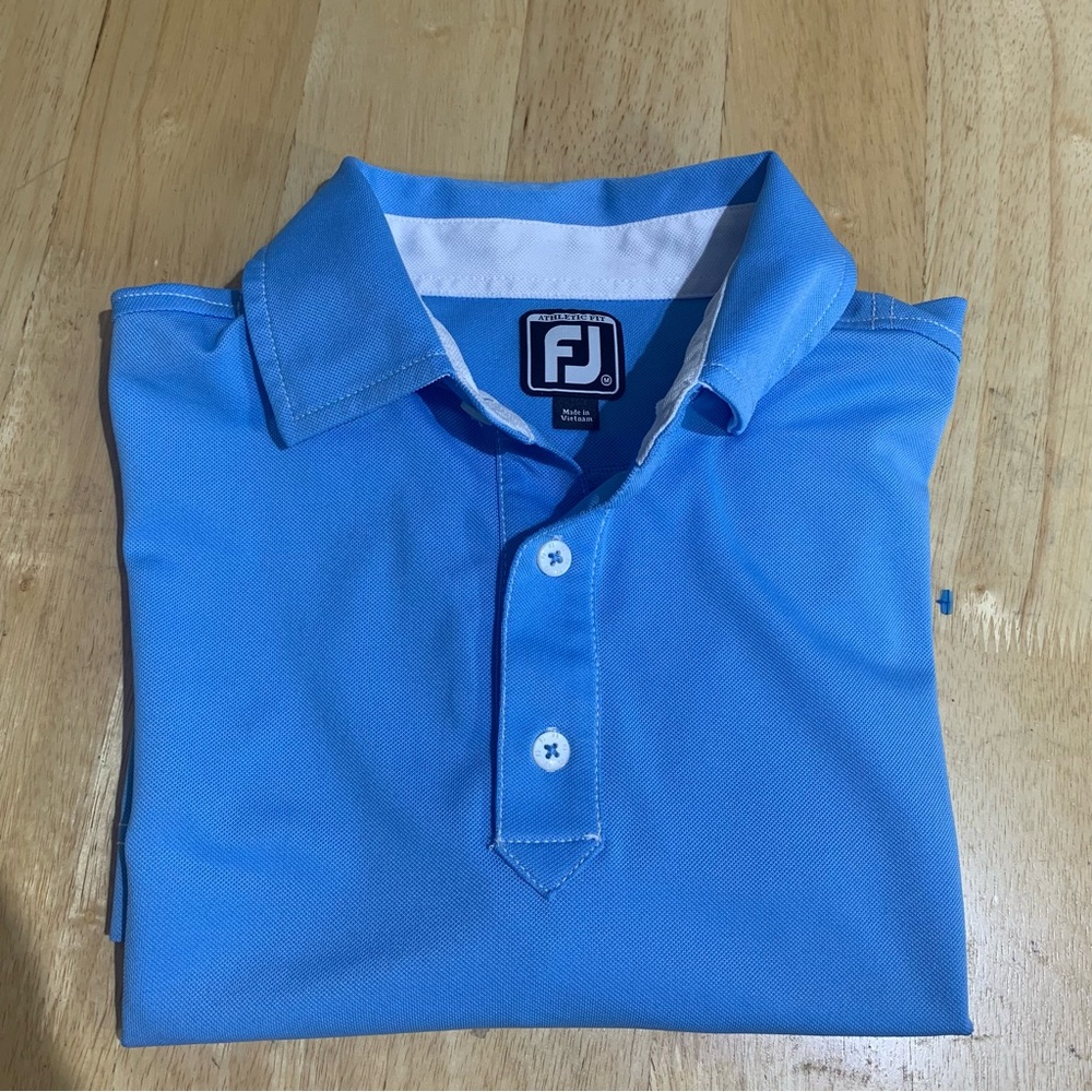 FootJoy FJ Golf Polo Shirt Mens M Blue Athletic Fit Logo Avila Beach